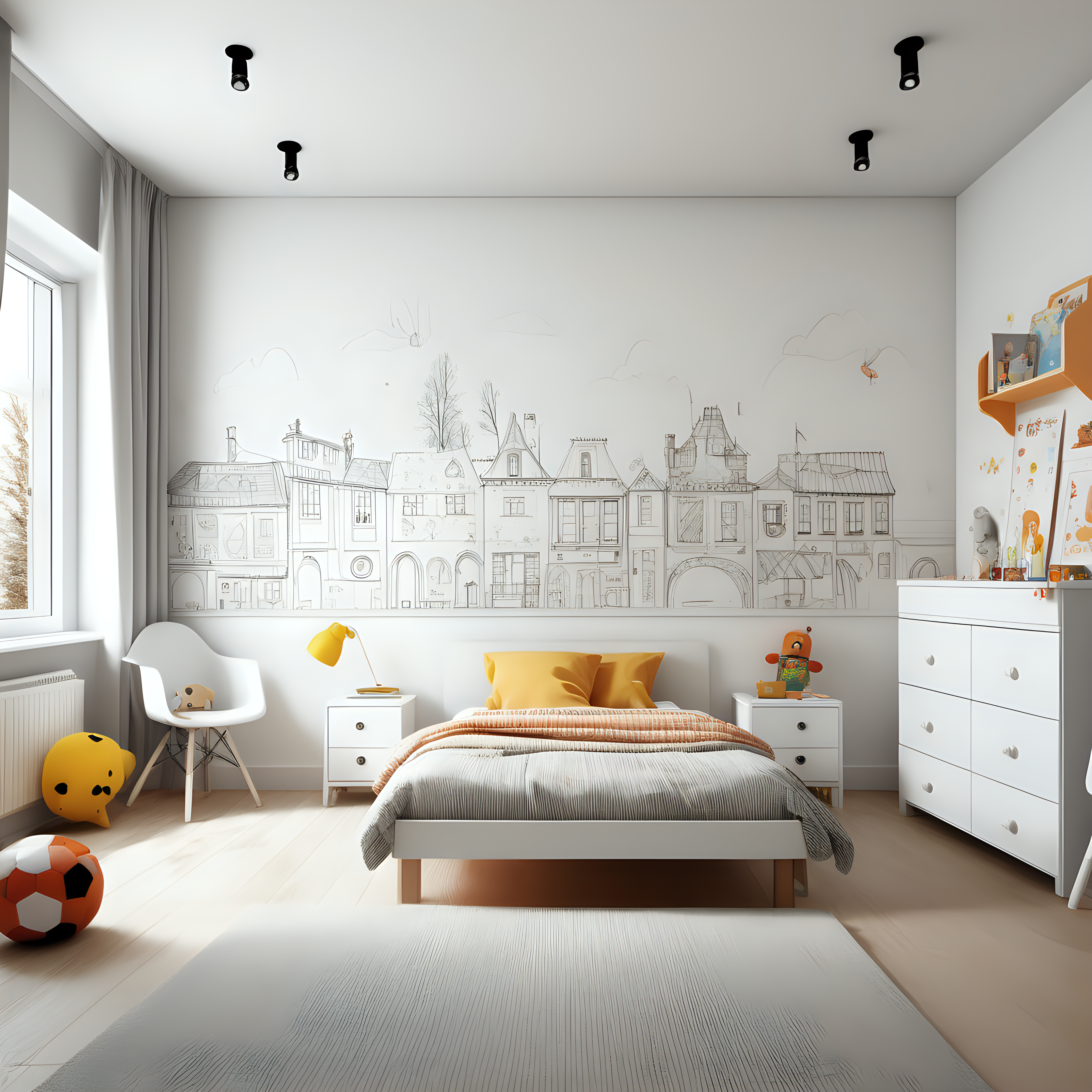 Create a realistic illustrationdesign of a childrens room