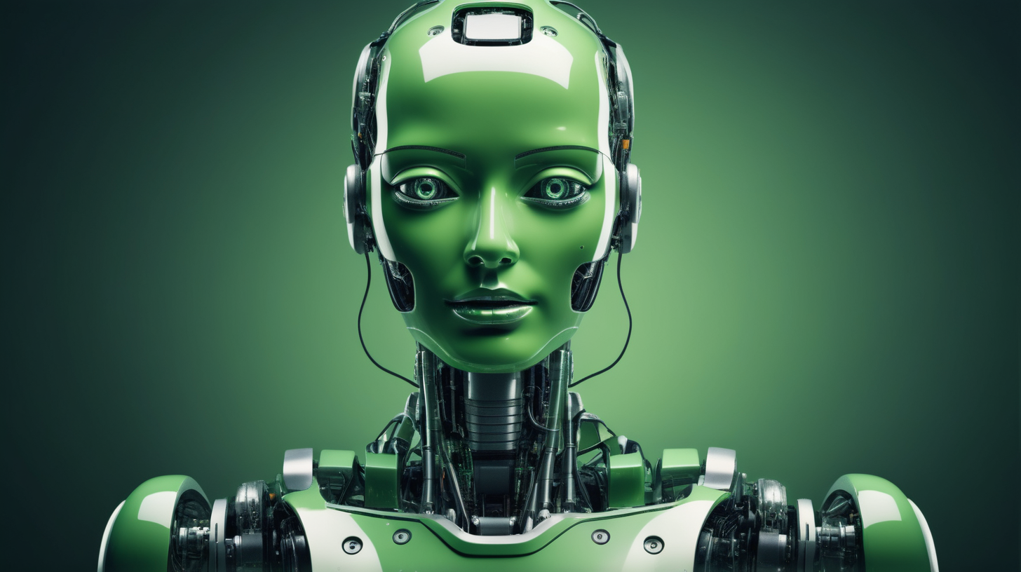 image of robotics and artificial intelligence with green