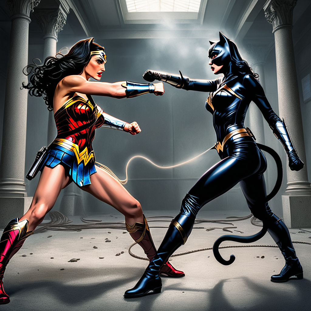 wonder woman vs catwoman fight