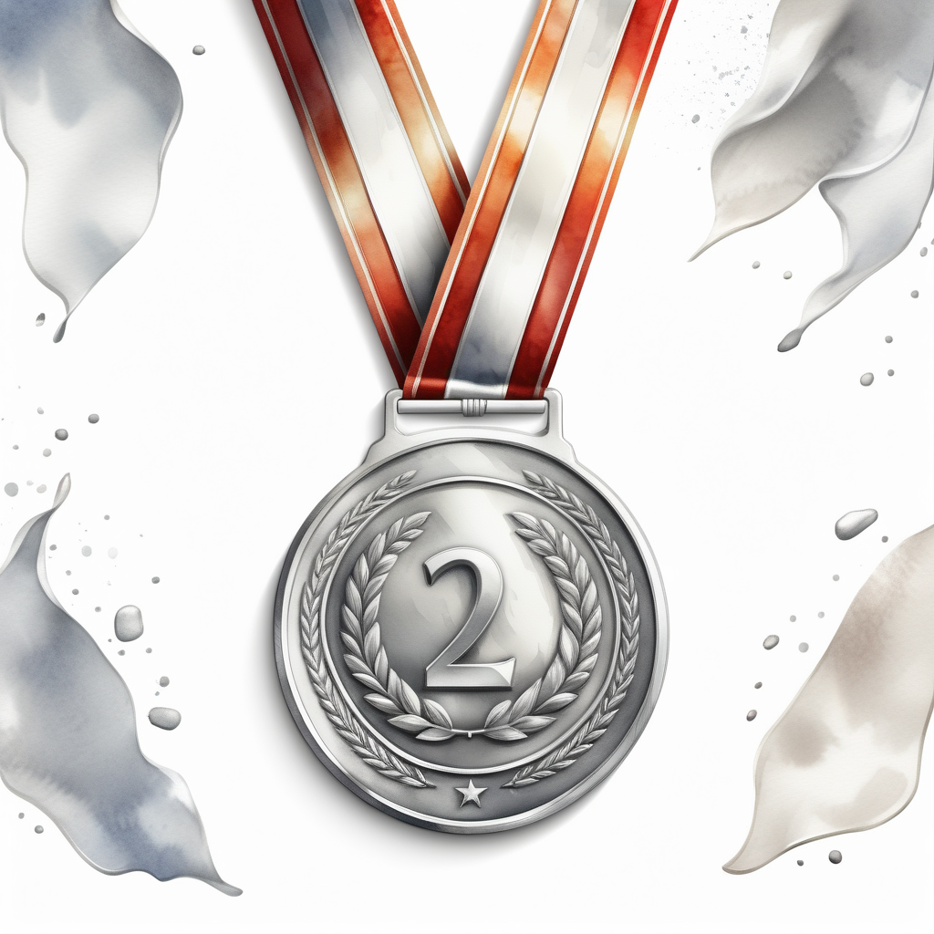 white backgroundcreate a realistic illustrationmedalsilver 2nd placeoverall viewin