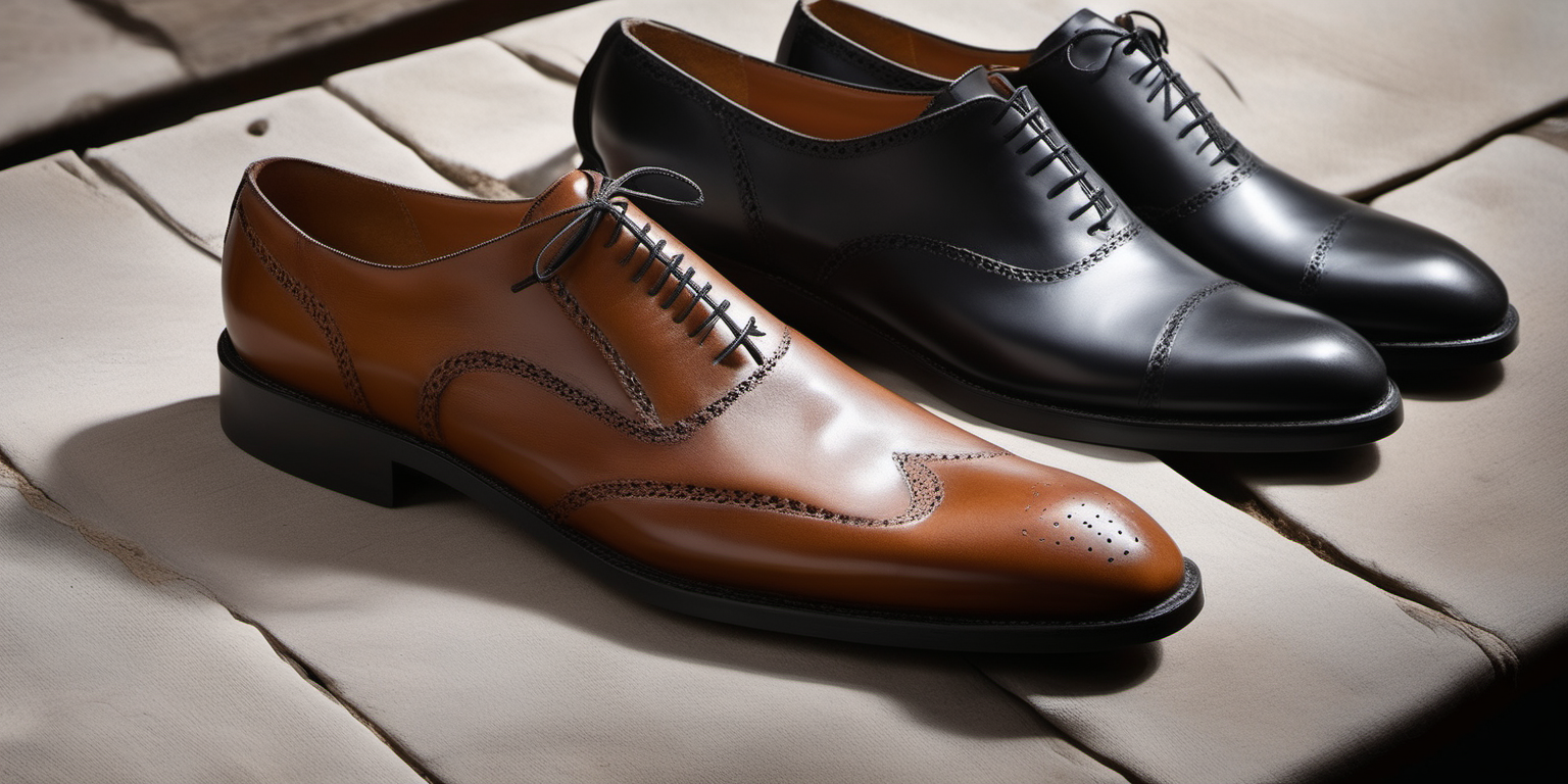 oxford and derby shoes in black or brown leather and  loafers together

