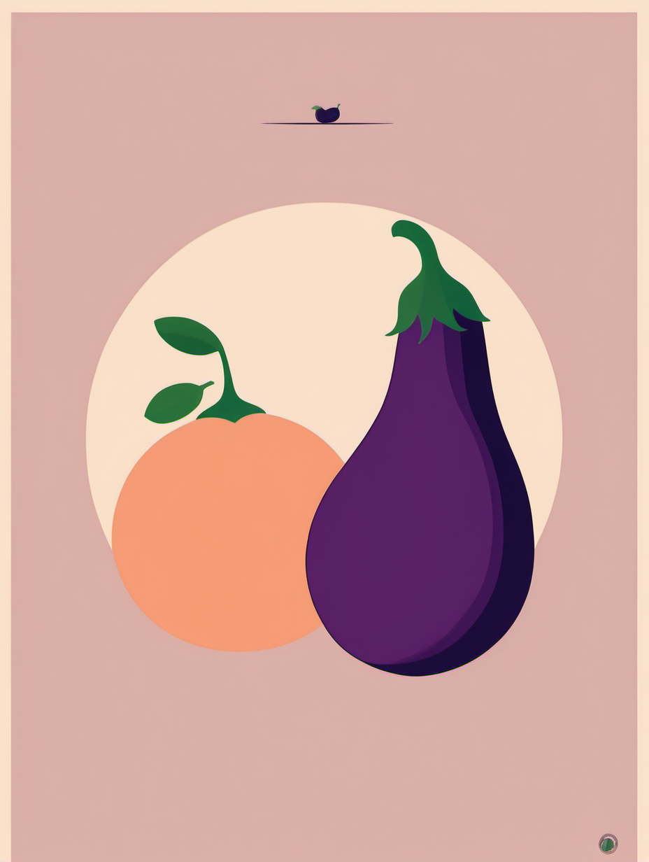 minimalist poster design featuring an eggplant and a