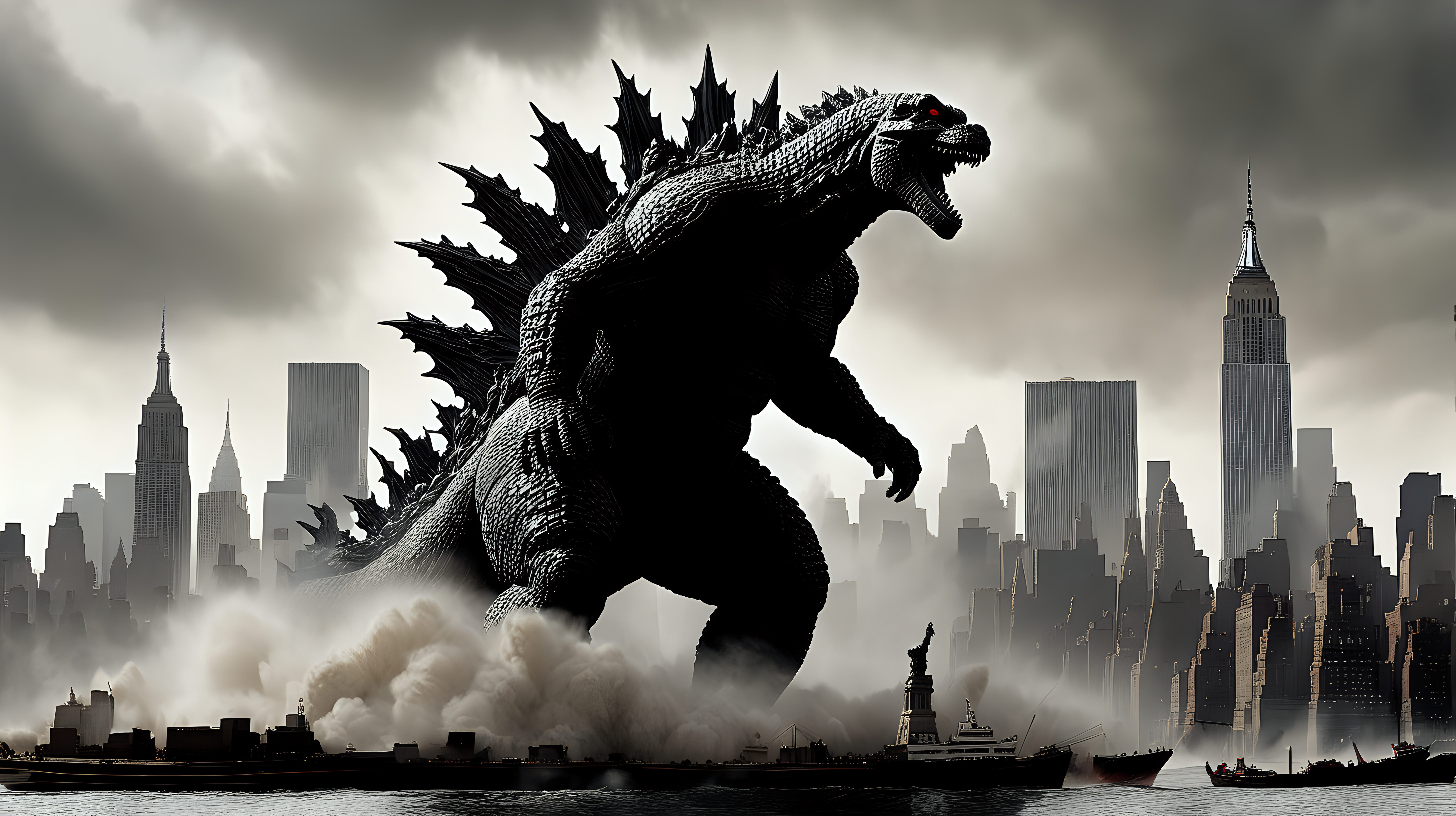 Godzilla destroying NYC