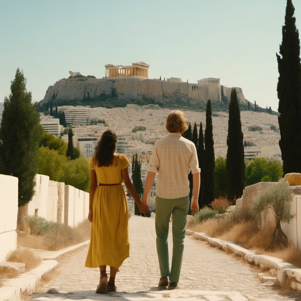 Young GermanIndian couple wandering through Athens a glimpse