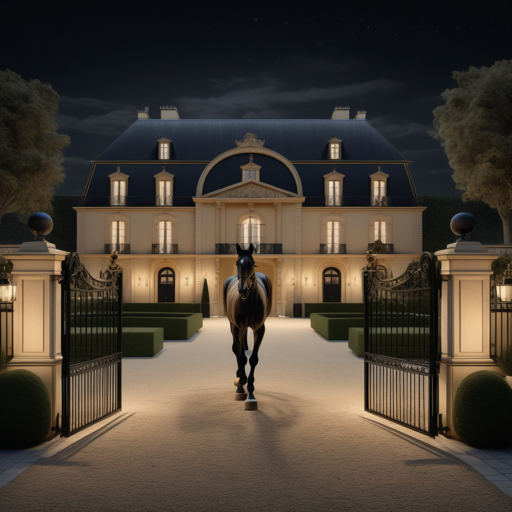 a hyperrealistic of a grand Modern Parisian estate