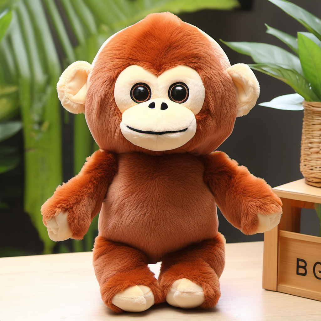 Orangutan plush toy cute big eyes standing posture