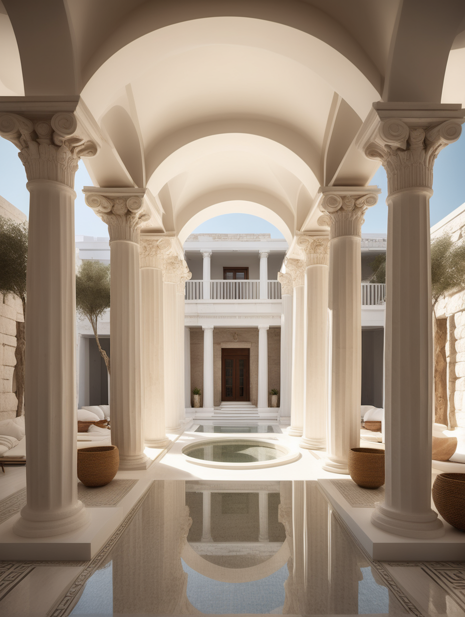 timeless luxury Greekinspired hotel layout bathhouse majestic design