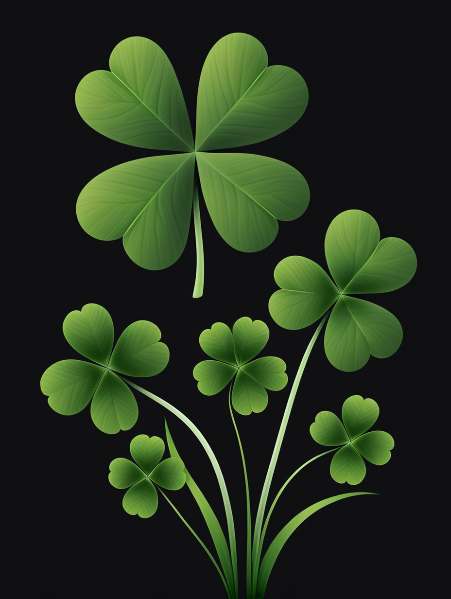 clover with four leaves and black background