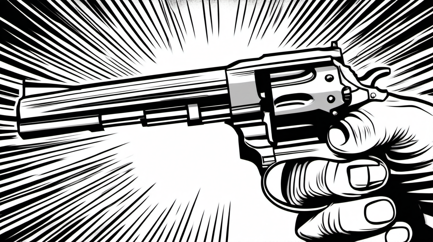 Draw a hand holding a revolver in black