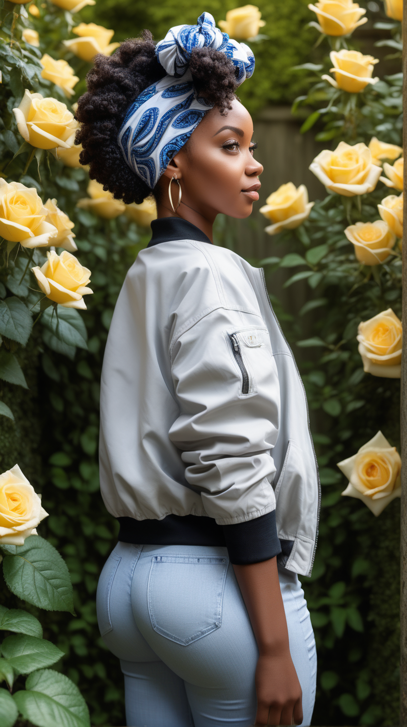 A beautiful young Black woman wearing curly black