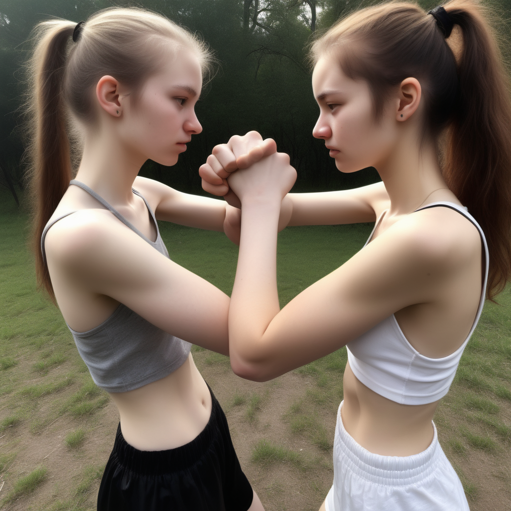 18 year old slender women bare knuckles embraced in a fight 