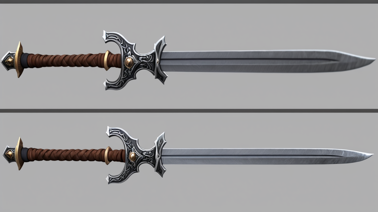 Model for a simple sword for a 3D survival MMORPG game in an anime style for Unity