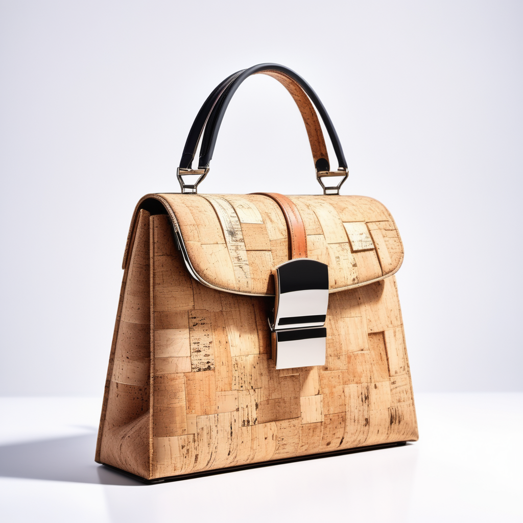 contemporary innovative style inspired luxury cork bag - one handle - metal buckle 