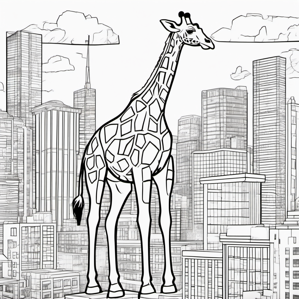 Imagine coloring page for kids Giraffe Superhero Team
