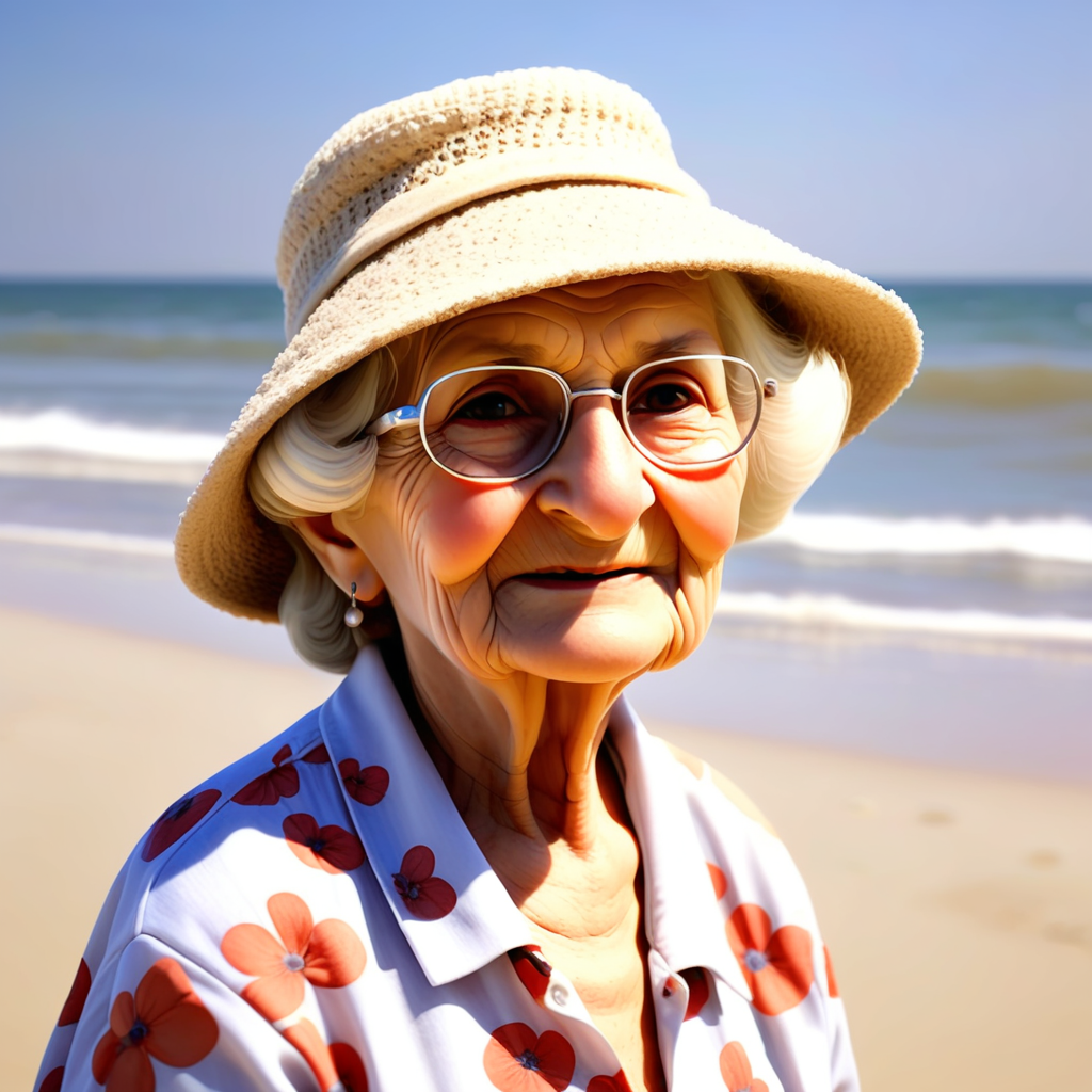 Grandmother on the beach