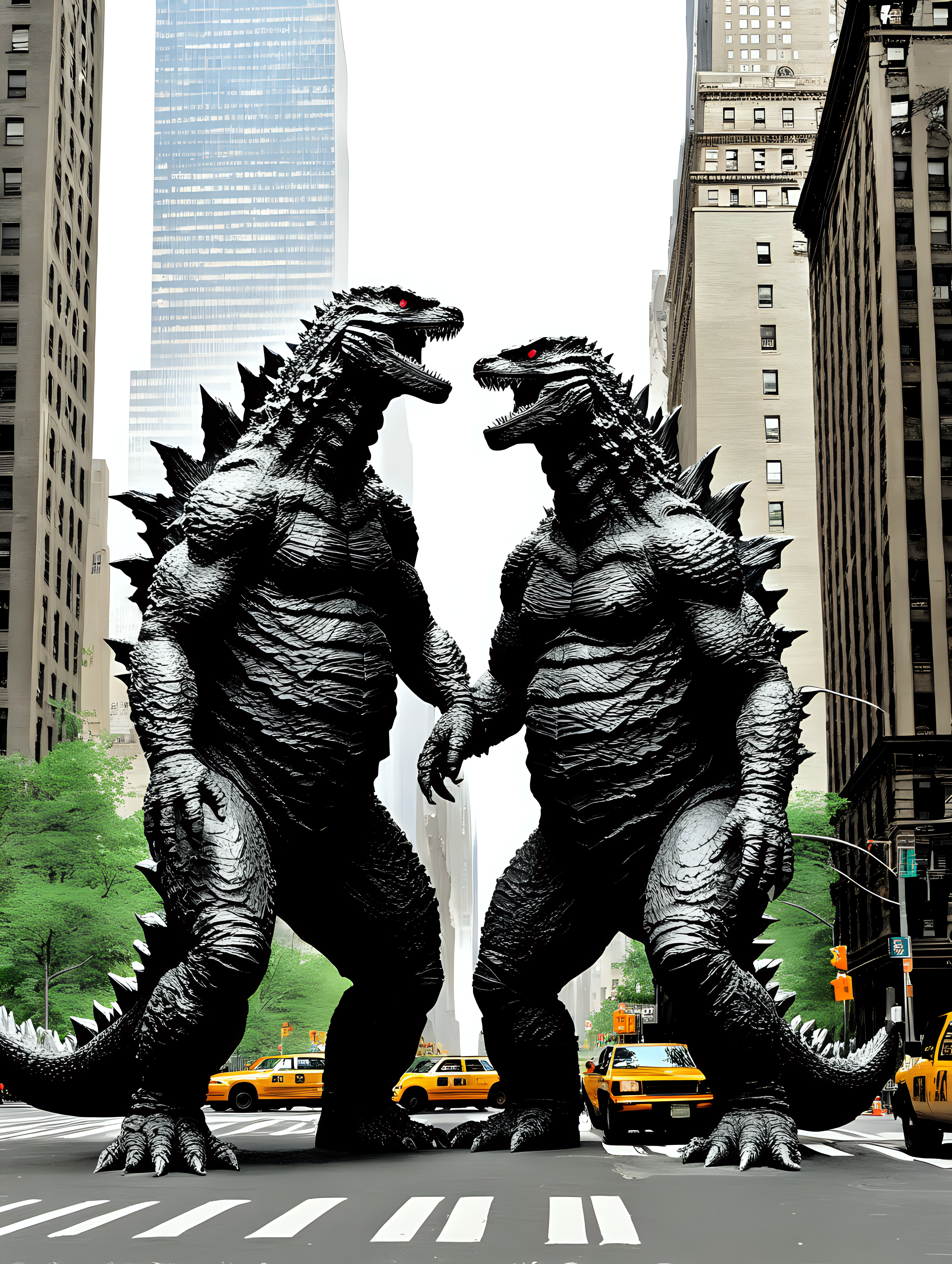 2 heads Godzilla roaming NYC