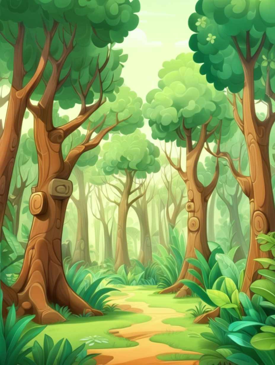 trees, forest, jungle cartoon --AR 1:1.41-- 