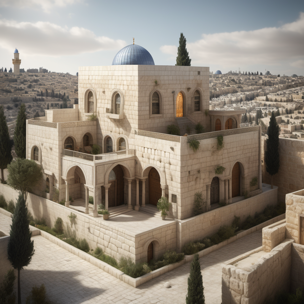 a hyperrealistic image of a Jerusaleminspired home