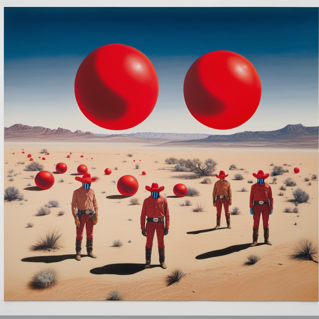 The Ruscha desert alien orbs cowboys with red