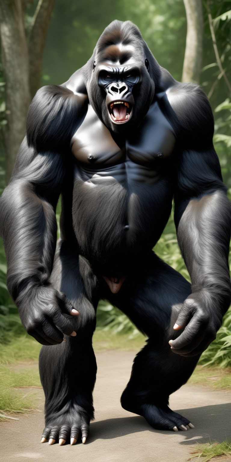 Realistic aggressive gorilla