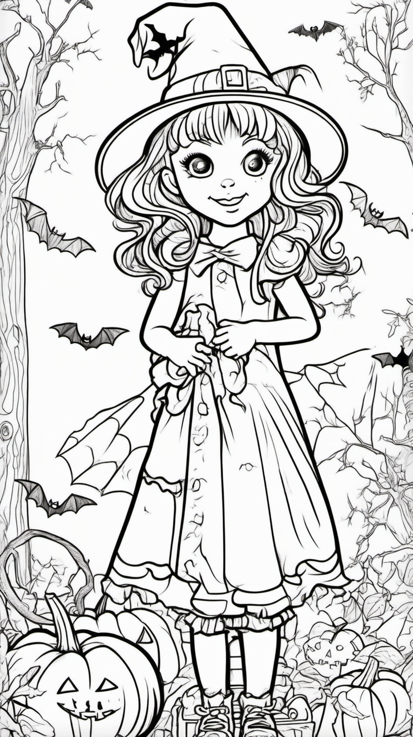 Cover of a children's coloring full color girl with a helween