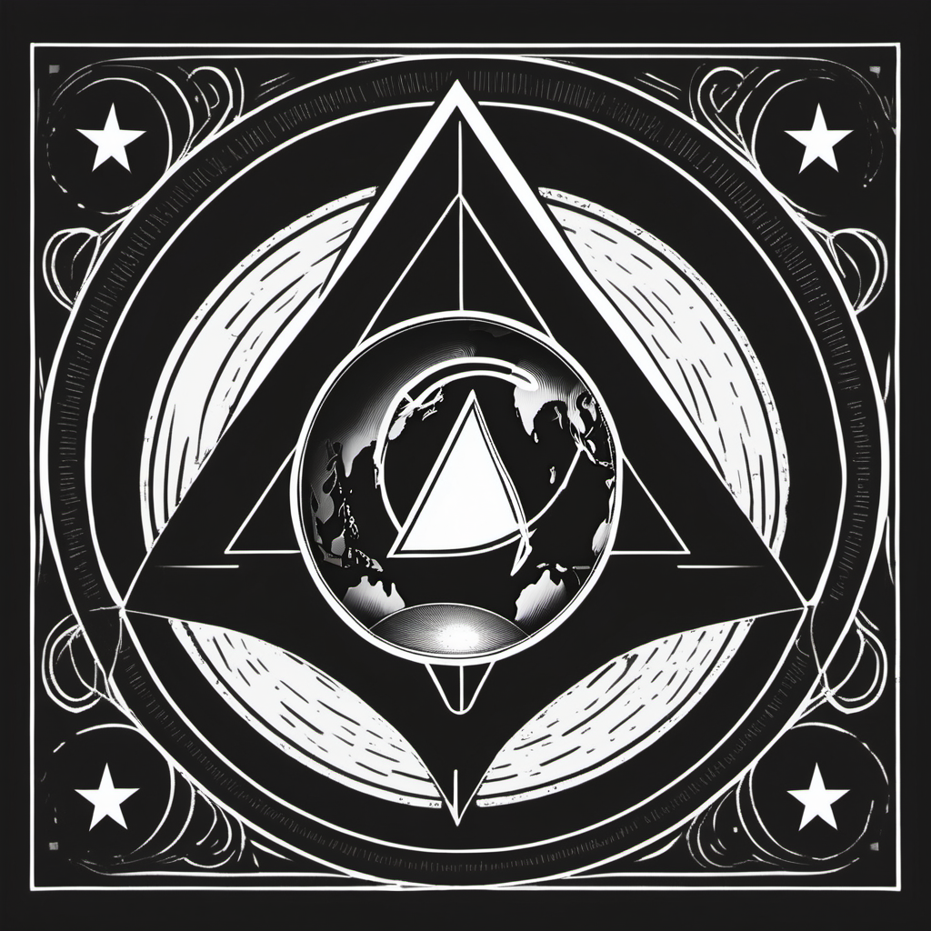 Secret society logo No text Earthshaped form Black