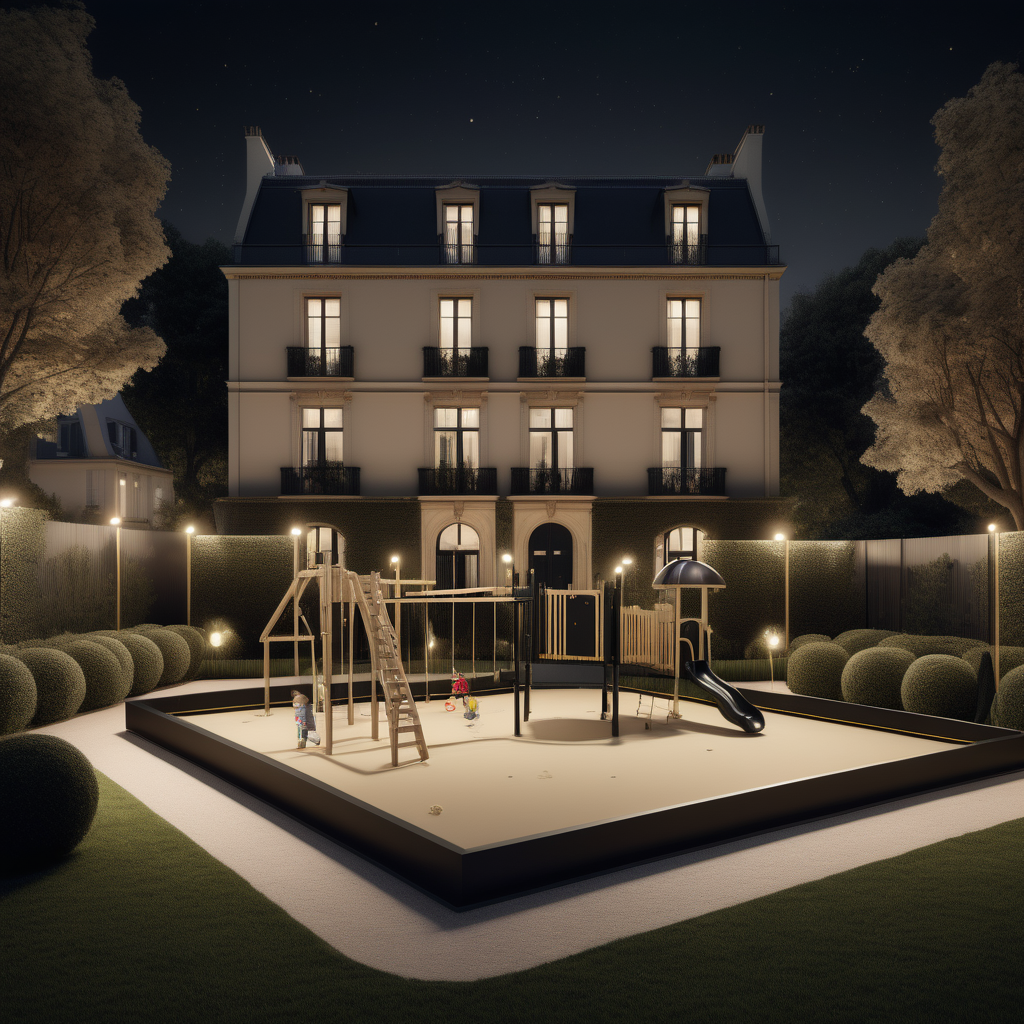 a hyperrealistic of a Modern Parisian estate home
