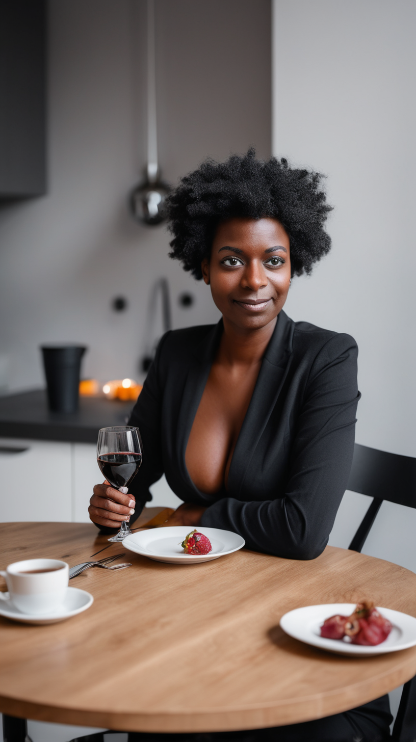 Schwarze Frau macht sich fr ein Date bereit