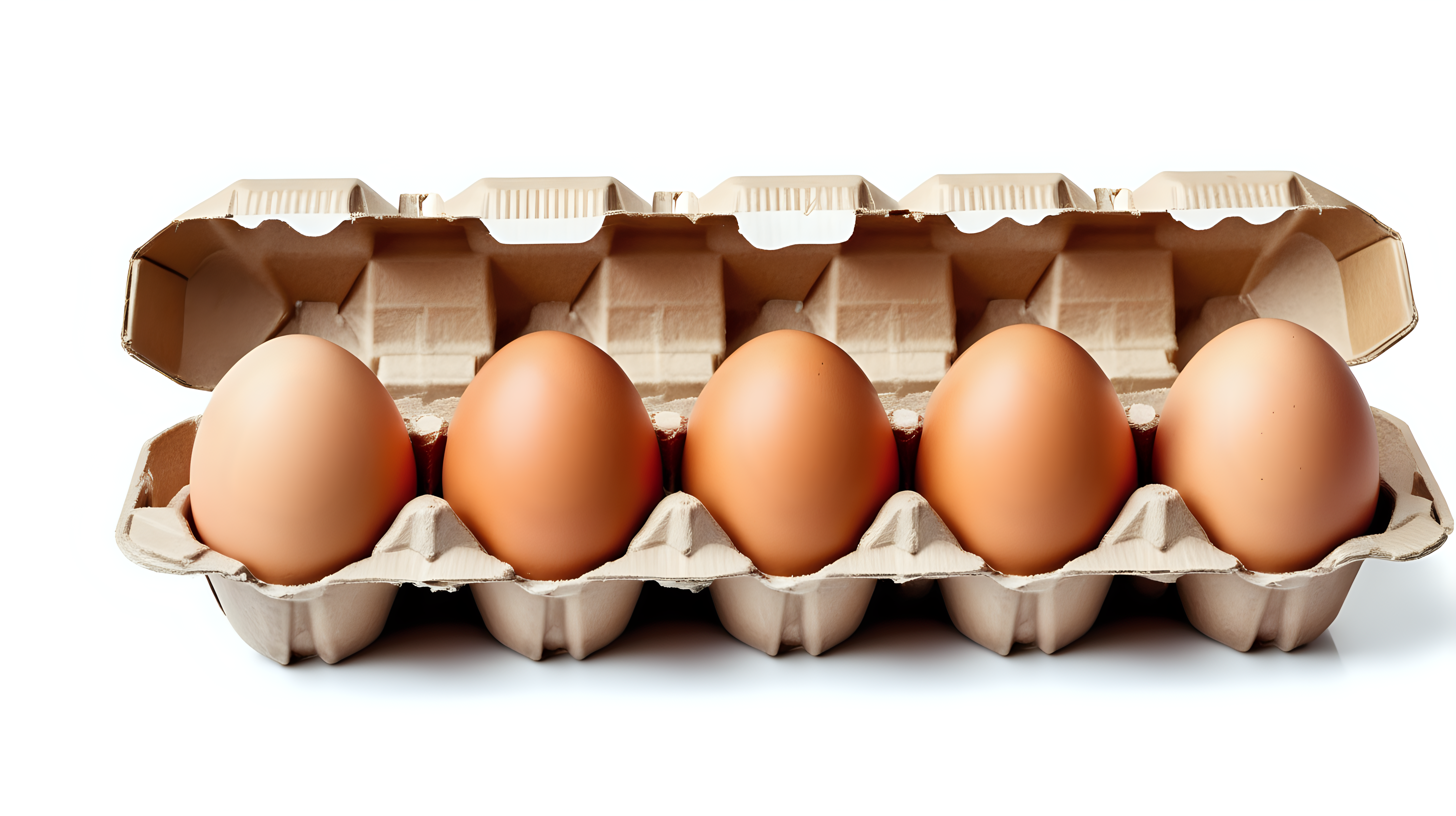 six brown egg in carton box isolated on