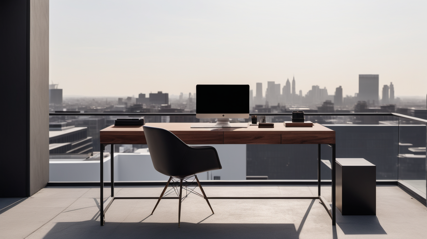 Craft an minimalist image showcasing an executive desk