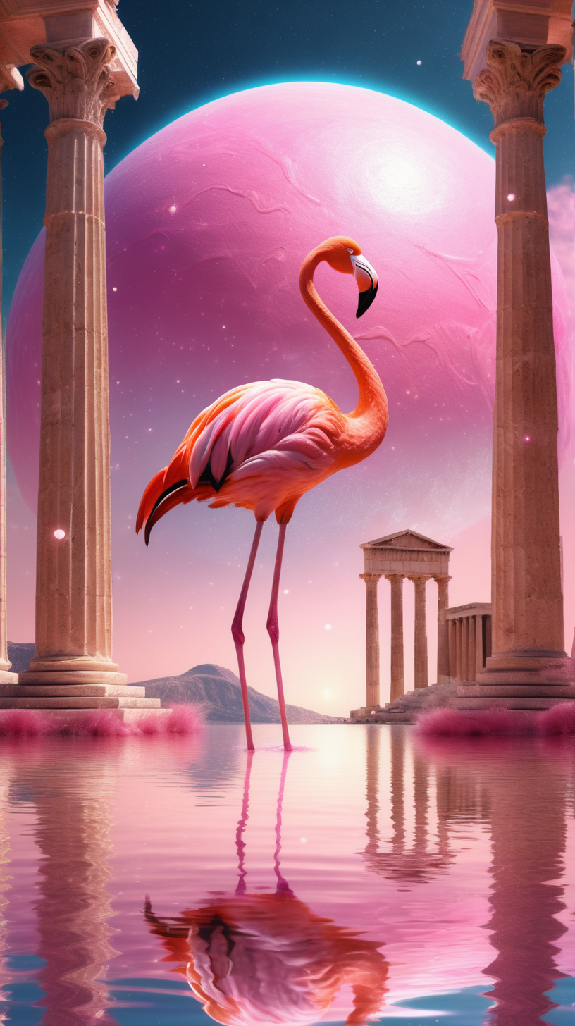 A pink flamingo with some golden feathers Flamingo