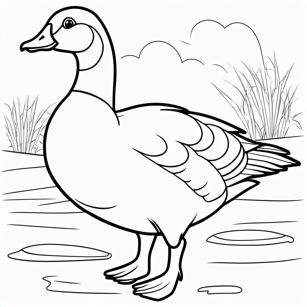 draw a cute Goose only the outline in