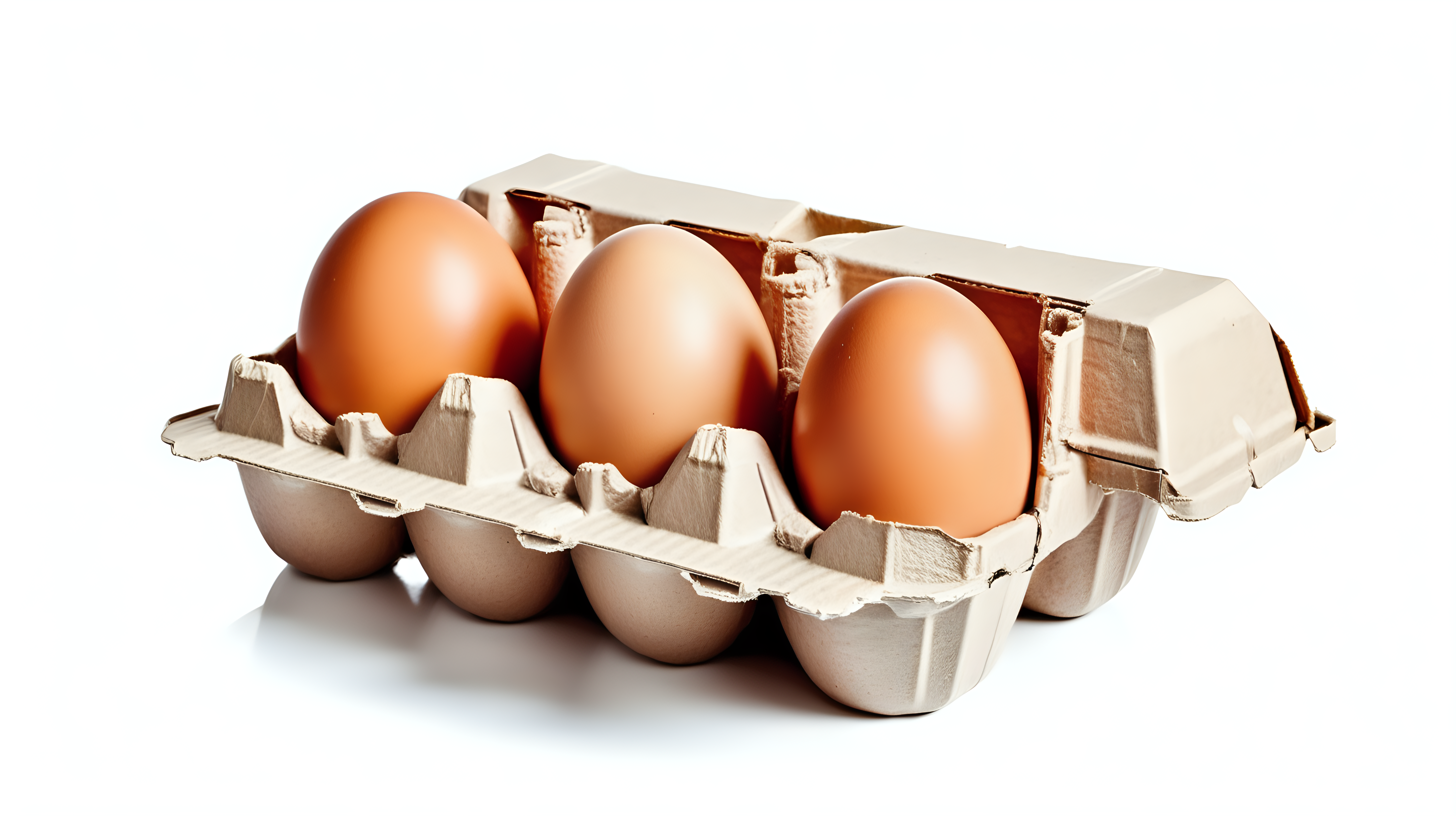 brown egg in carton box, isolated  on white background