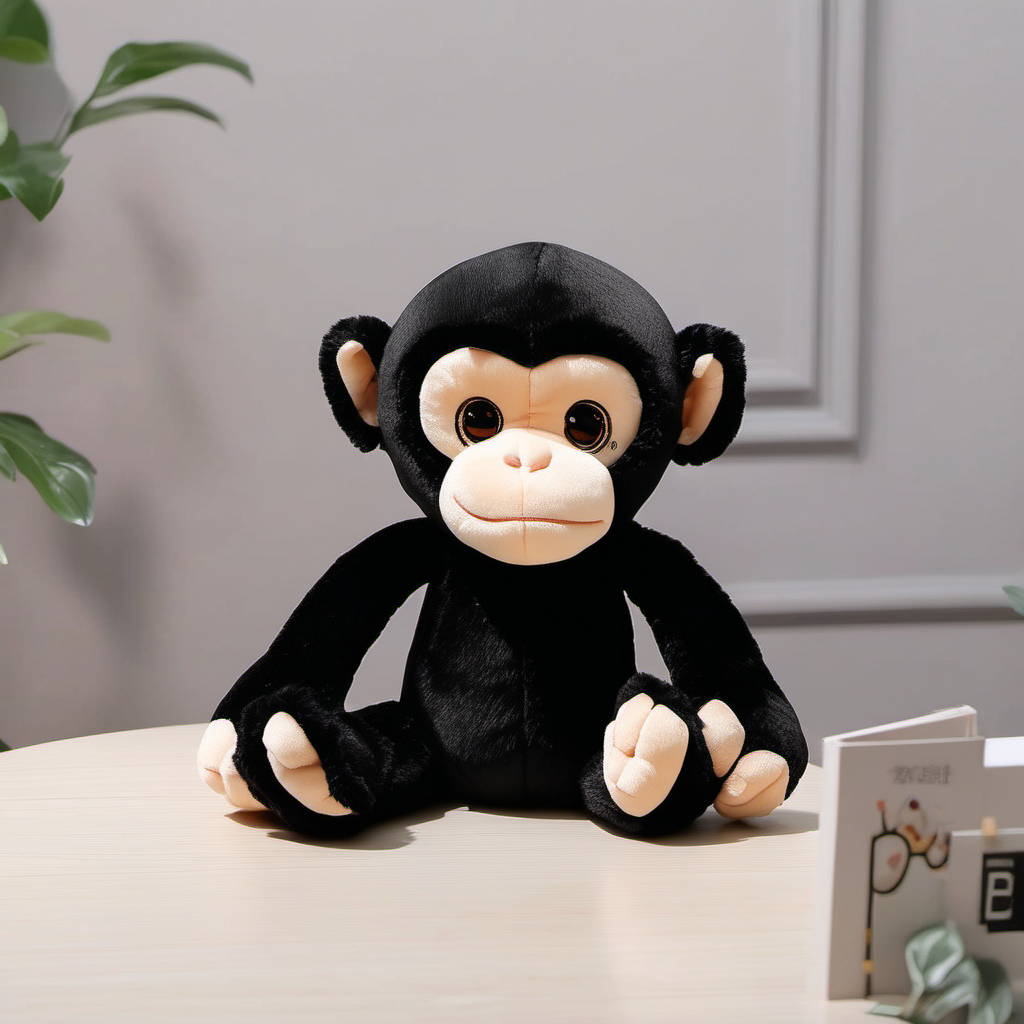 Black chimpanzee plush toy super cute