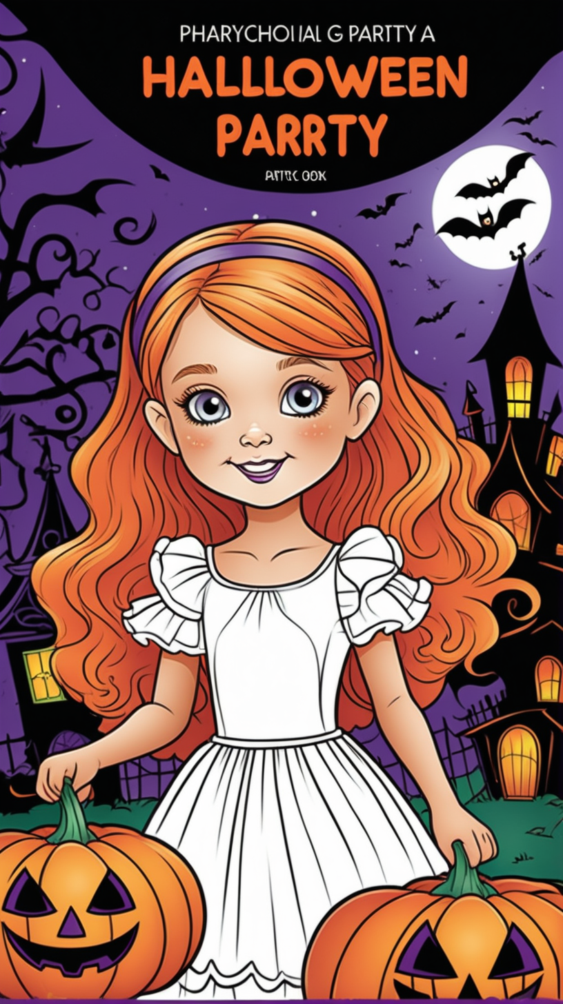 Cover of a childrens coloring book girl at