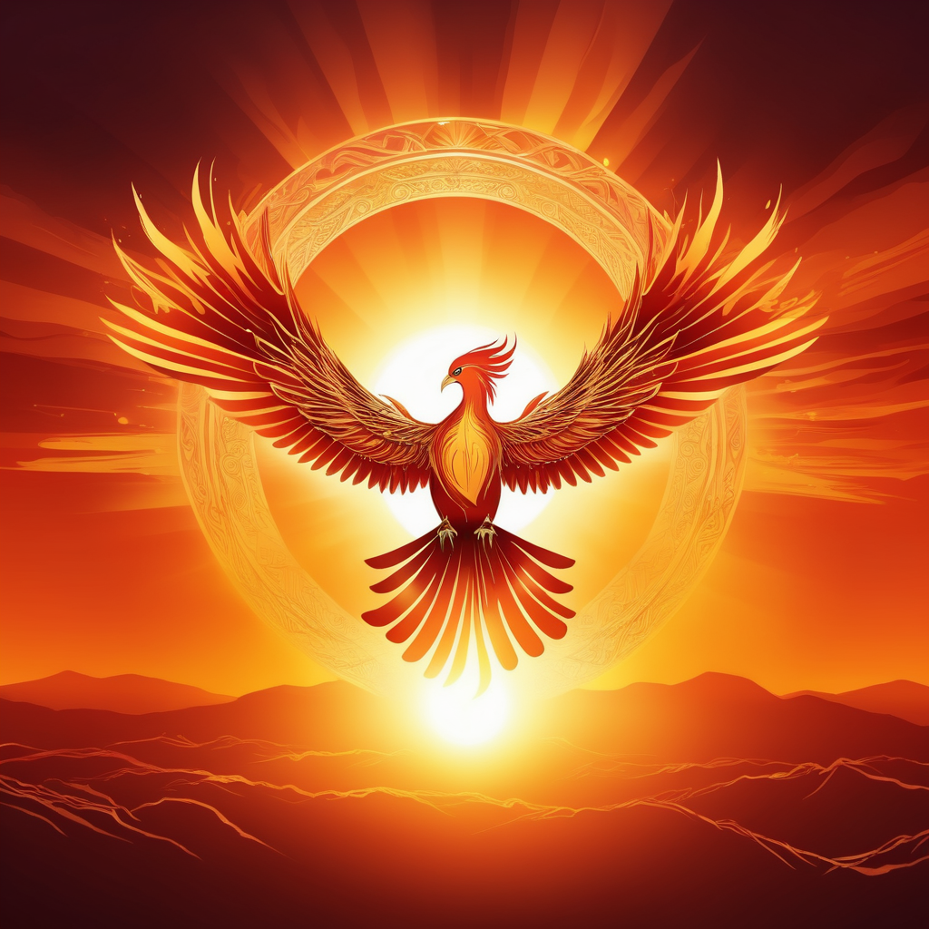 phoenix bird flying close to the sun