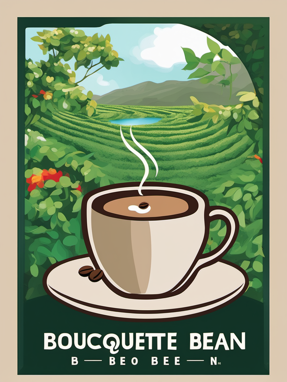 imagine a Boquete coffee logo for a company called Boquete bean in the style of monet