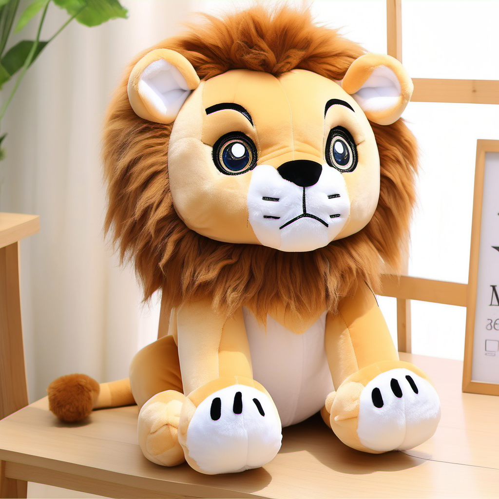 Lion plush toy cute big eyes facial expression
