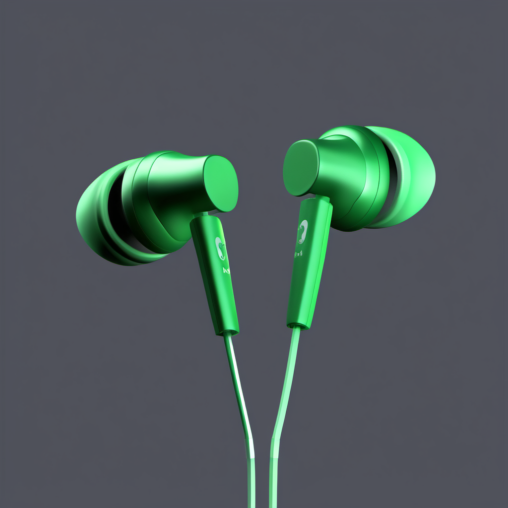 green earphones
