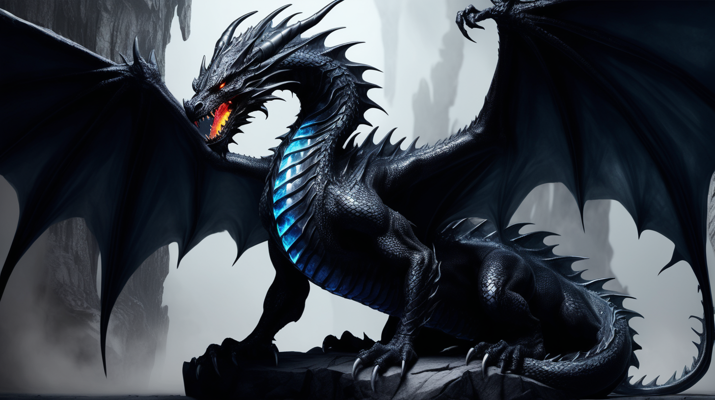 Draw Stunning fantasy Dragon obsidian pose underworld