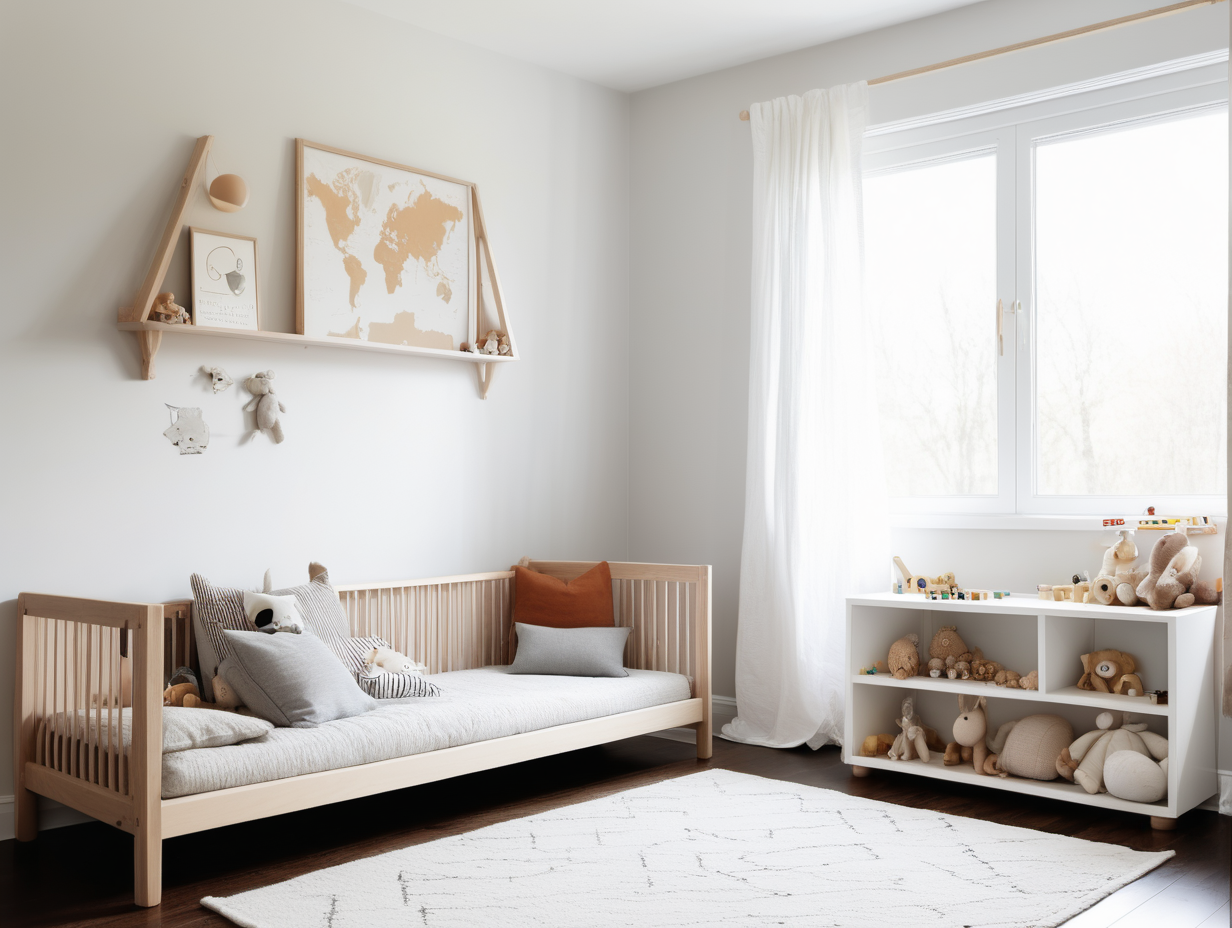 kids room neutral with montessori bed