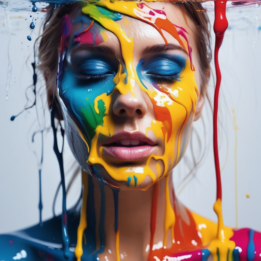 create photo abstract artwork of a woman soaked