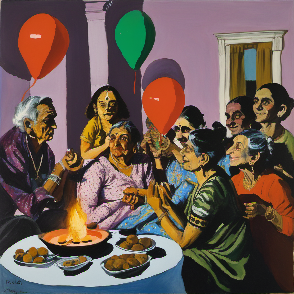 Anticipation of the upcoming festival season with Diwali, Christmas and birthdays, Paula Rego acrylic on paper 