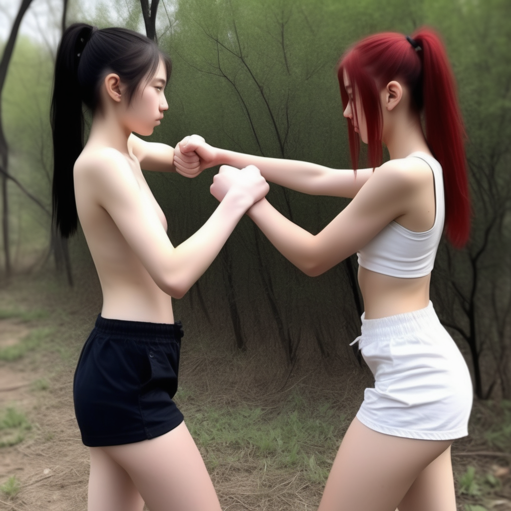 18 year old slender women bare knuckles embraced in a fight 