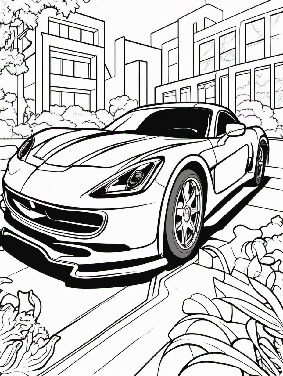 
 sports car for childrens colouring book