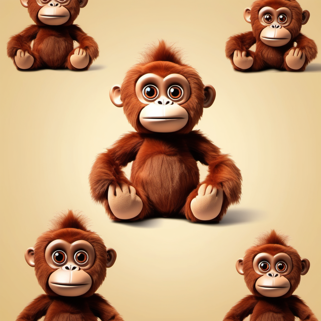 Orangutan Plush Toy Solid Background Cute Big Eyes