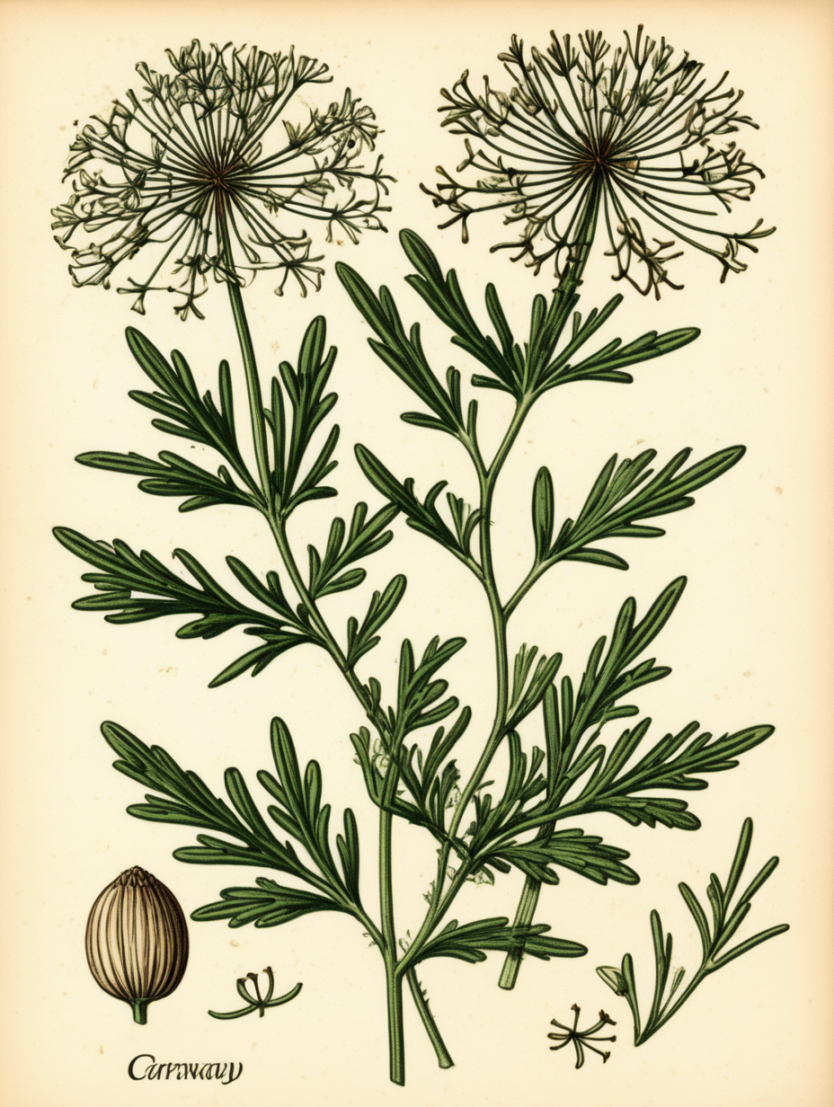 Caraway plant botanical illustration