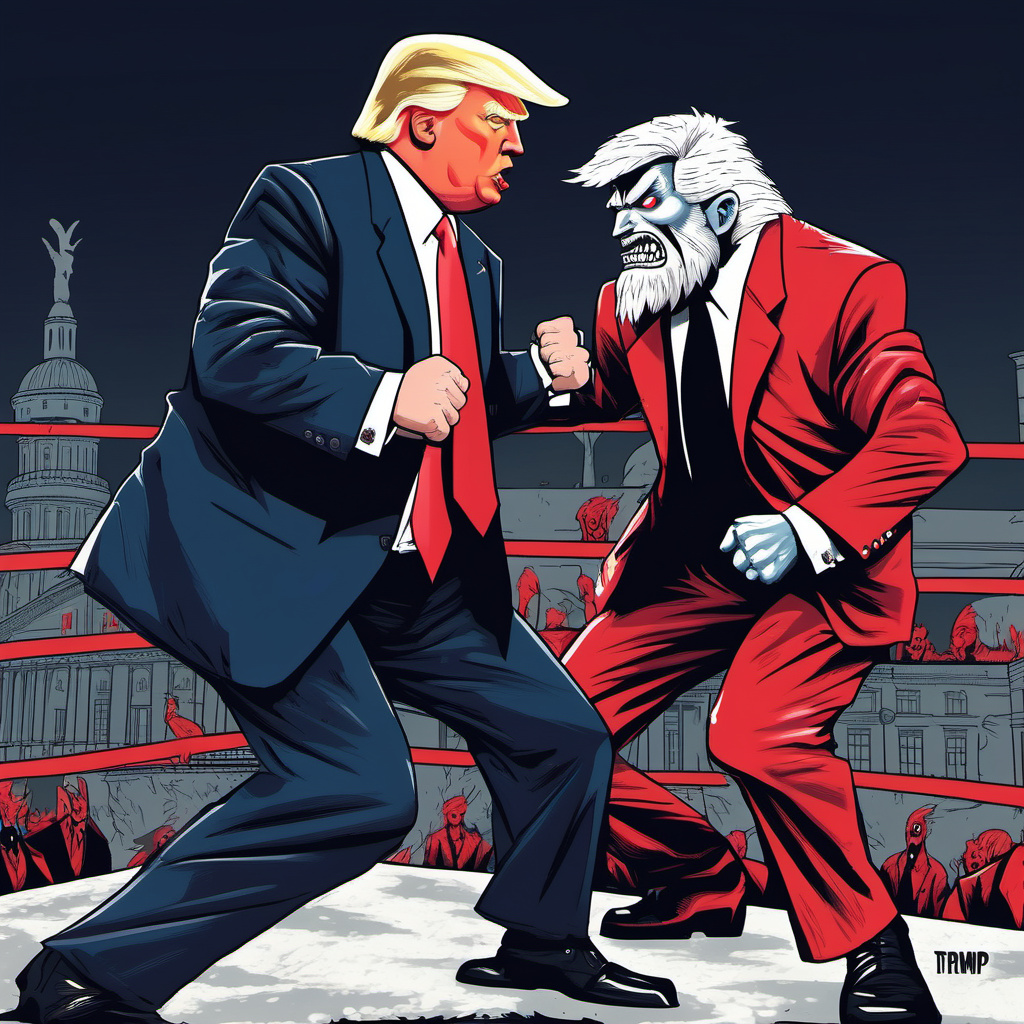 Donald Trump vs wolfman in Berlin