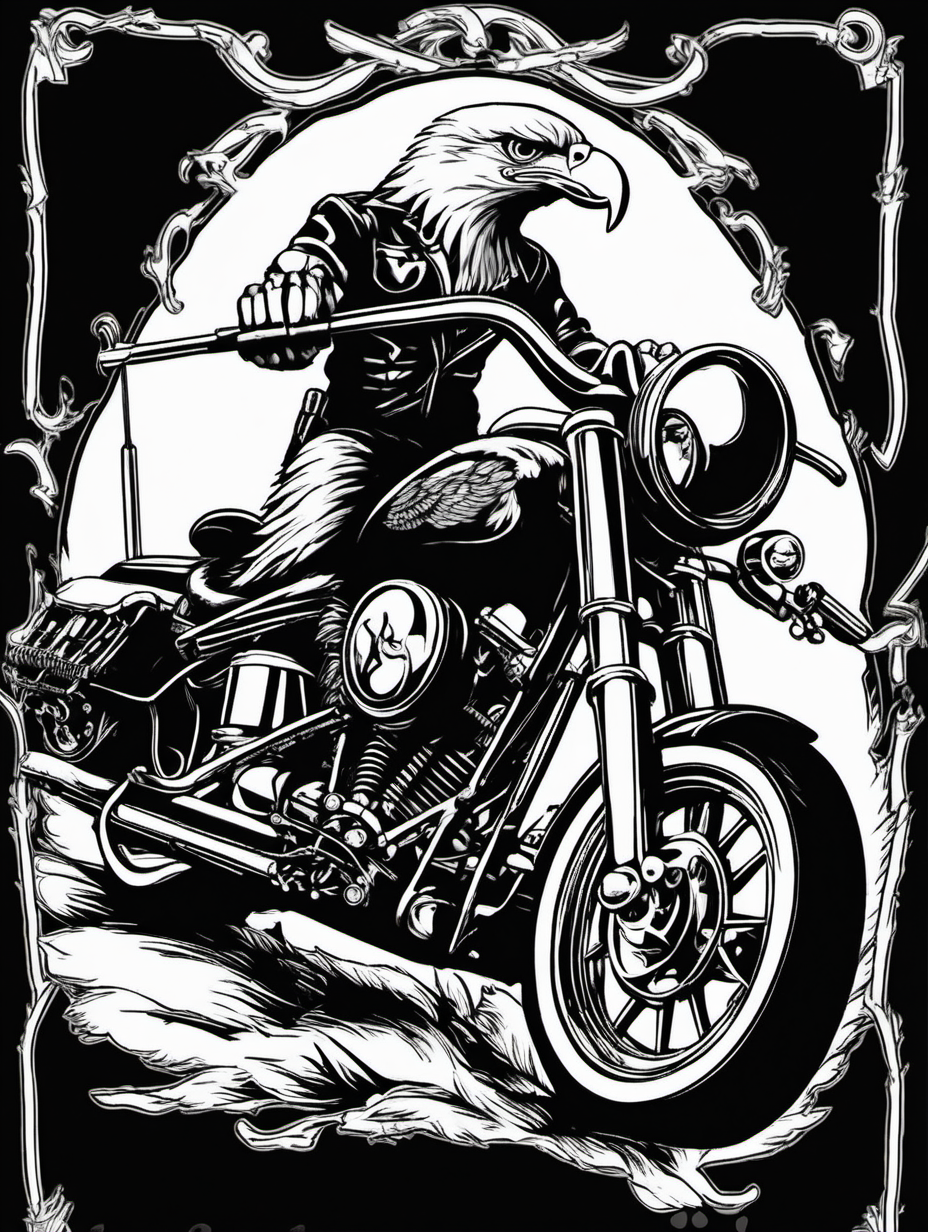 eagle on chopper, biker t-shirt