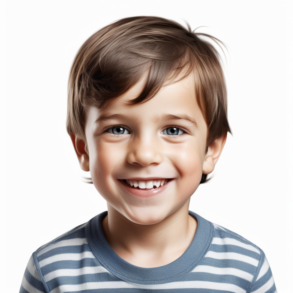 White backgroundCreate a realistic faceillustration threeyearold boysmileEuropeandarker hair